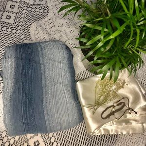 Light wash blue and white striped elastic pants